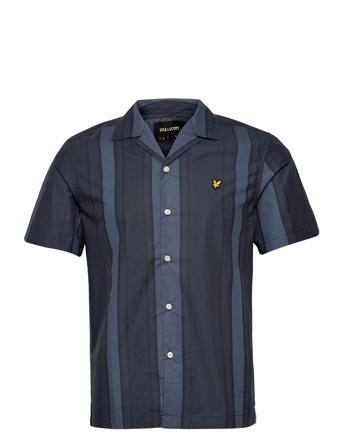 Vertical Stripe Resort Shirt Kortærmet Skjorte Blå Lyle & Scott