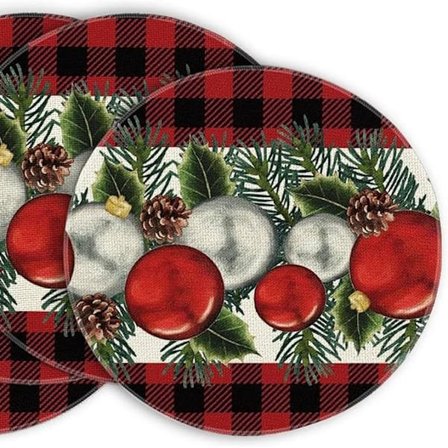 Runde bordbrikker til jul