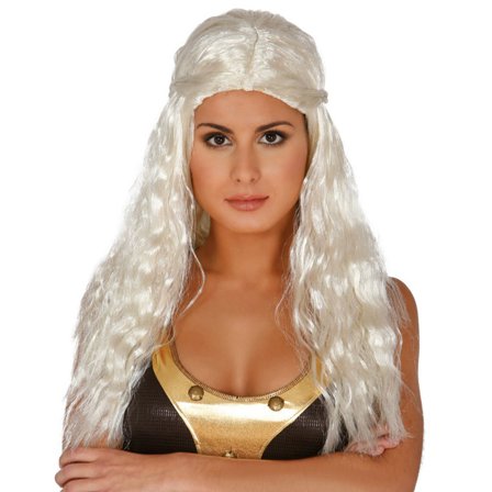 Bølget Hvit Parykk