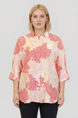 CISO - 3/4 Ærmet Skjorte - Rød Mix - Mønstret