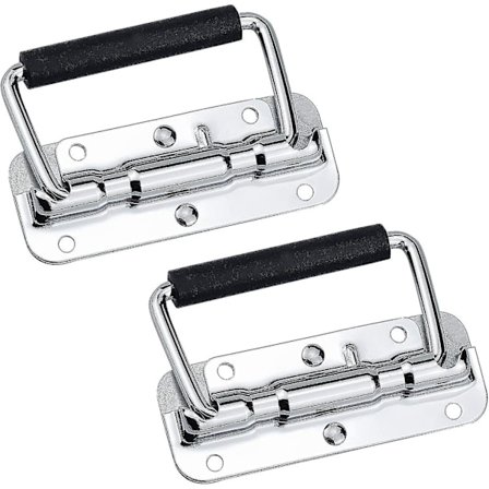 2 stk. sammenleggbare håndtak i rustfritt stål, 110 x 41 mm, sølv