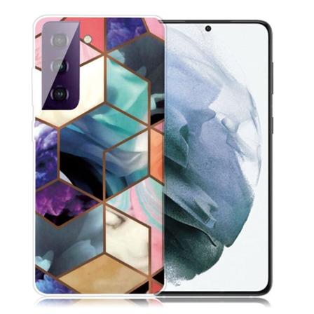 Marble Samsung Galaxy S21 Plus Etui - Colorful Cube Tile Multicolor