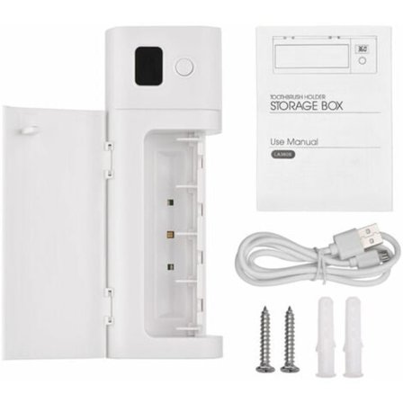 UV-hammasharjateline seinälle kiinnitettävä sähköhammasharjan desinfiointiteline kylpyhuoneeseen 4-paikkainen hammasharjan järjestäjä, malli: