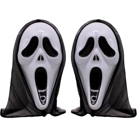 2-delad skräckmördarmask i plast - Skrikmask - Skräckmask för hela huvudet