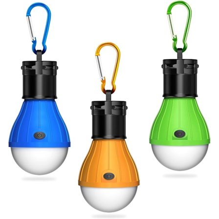 Campingtilbehør, Nødlys, Vandtæt LED Campinglanterne Pære til Camping, Vandring, Fiskeri, Bjergbestigning (Pakke med 3)
