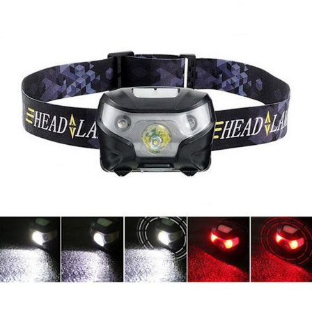 Pannlampa - TECH DISCOUNT - Uppladdningsbar USB - 160 lumen - 5 lägen - Röd