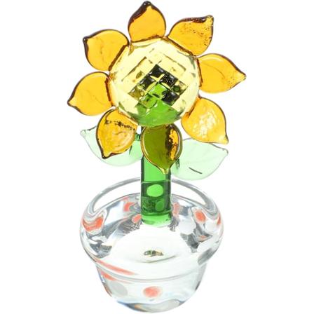 Solsikke Figur Krystallfigurer Samleobjekt Krystallbukett Krystallpynt Glassblomstbukett Papirvekt Håndblåst Bonsai Skulptur Krystall