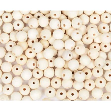 200 stk 16 mm treperler naturlige ubehandlede runde treperler løse treperler treavstandsperler for håndverksproduksjon dekorasjoner(400 stk)