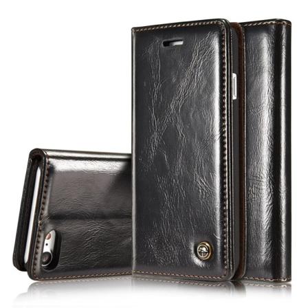 Iphone 7/8/se (2020/2022) - Caseme Oil Wax Plånboksfodral - Svar Svart