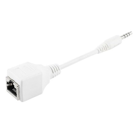 CAT5 RJ45-uttag till 3,5 mm 4-polig hane kontakt Audio Ethernet LAN-nätverksadapter, total längd: ca 13 cm