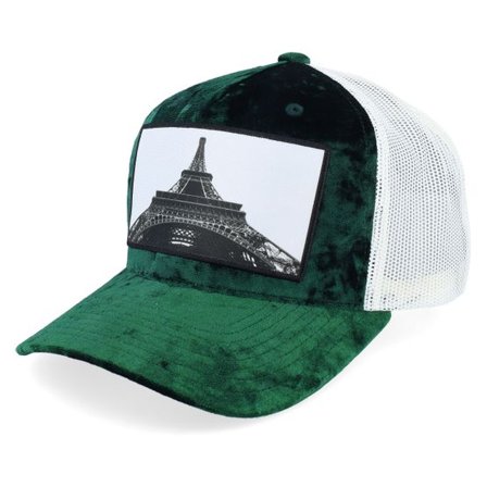 Calza Pennello - Grön trucker Keps - Eiffel Tower Velvet Green/Ivory A-frame Trucker @ Hatstore