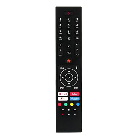 Universal Bush TV-fjärrkontrollersättning för Bush/Luxor/Hitachi/Polaroid/Digihome/Celcus/Finlux TV-apparater med Netflix/YouTube/Amazon/Freeview-