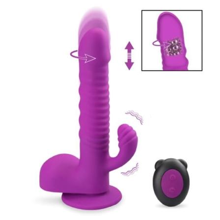 Rabbit dildo vibrator kommer och går med sugkopp - Feeling Violet Collection