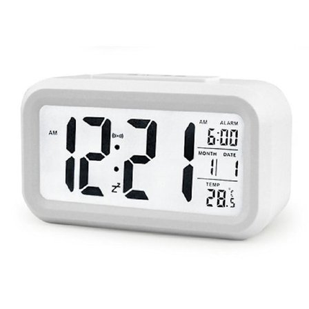 Smart Klocka Temperatur Lat Snooze Alarm Klocka Mute Bakgrundsbelysning Elektronisk Klocka Kreativ Digital Klocka Present (vit)