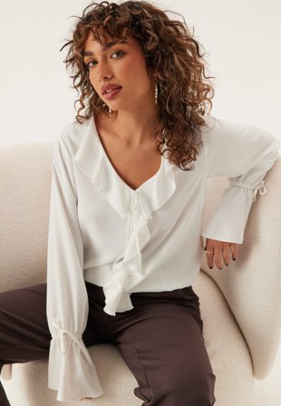 BUBBLEROOM - Frill Tie Blouse - XL