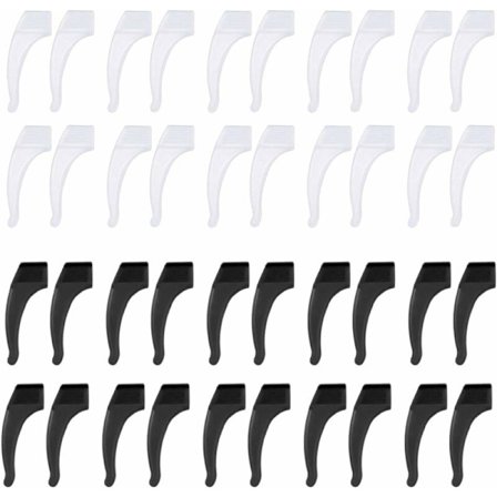 20 par Anti-skli Silikon Briller Ørekroker Grep Tilbehør for Solbriller Briller, Svart+Hvit-
