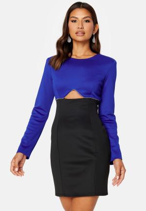 Bubbleroom - Contrast Dress XS - Blue / Black - Klänningar - Dam