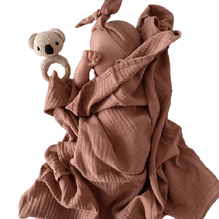Minimoca Muslin Blanket Nature Filtar & plädar Unisex Rosa