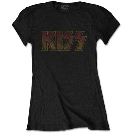 Kiss Dam/Kvinnor Vintage Bomull Logotyp T-shirt XXL Svart