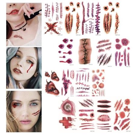 Halloween - Sårtatovering / Tatoveringsklistremerker