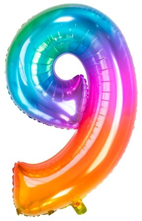 Sifferballong Yummy Gummy 81 cm "0-9" Siffra 9 - Partyninja.se