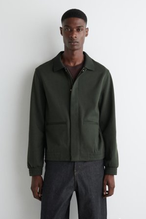 COS Men's Giacca Harrington In Jersey in Verde