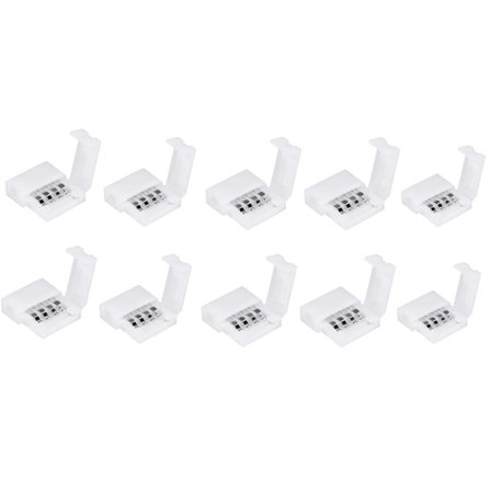 10 stk. 4-pinners 10 mm RGB LED lyslistkoblinger Loddfritt adapterterminal for 5050 RGB flerfargede LED lyslister