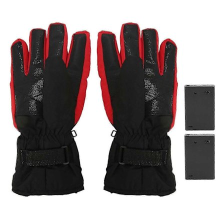 2024 elektriske opvarmede handsker polyester vandtæt batteridrevet vinter opvarmede handsker til skiløb sort rød