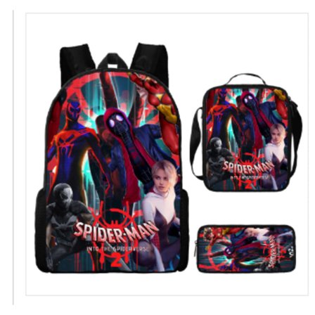 Spider-Man -reppu, koulukassit, kynäkotelo ja lounaskassi, kolmen osan setti