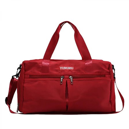 2023 Wet And Dry Separation Travel Bag Fashion Large Capacity Luggage Bag With Shoe Warehouse Couple Style (red )