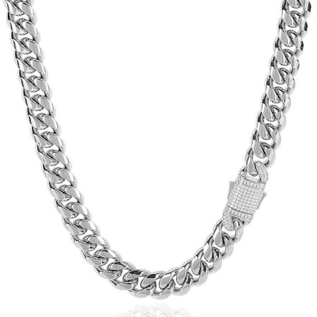Silverhalsband för män 20/18 tum Klassisk 10 mm kedja Lyxsmycken Bröllop Julklappar 18 tum Silver[CO]