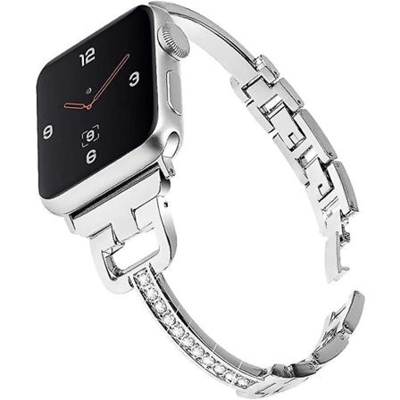 Rannekkeet yhteensopivat Apple Watch 40mm sarjan 6/5/4/SE, 38mm sarjan 3/2/1 kanssa, naisten rannekoru, metalliranneke, hopea