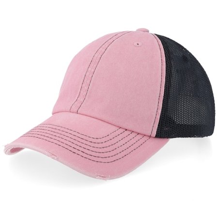 Equip - Rosa trucker Caps - Distressed Pink/Black Pigment Washed Dad Cap Trucker @ Hatstore