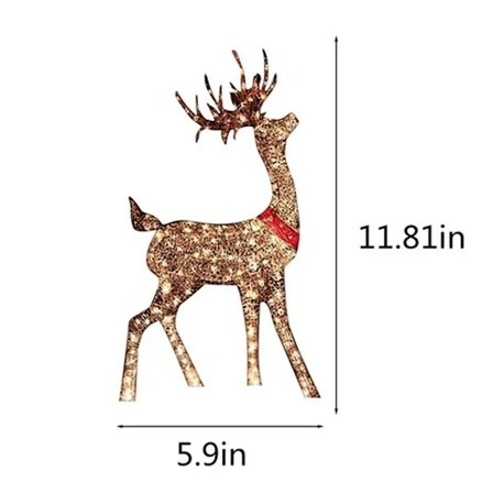 Lysende Julehjort, Glitrende Hjort med Lysstriber til Udendørs Terrasse Dekoration, Kunstige Foroplyste Jule Dekorations Hjorte LED Lys
