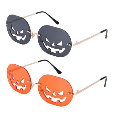 2 stk. Halloween-briller, til kvinder græskar solbriller randløse sjove rave trendy nyhed legetøjsbriller Halloween cosplay-festdekorationer