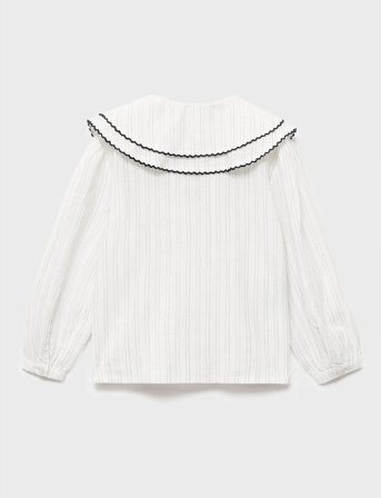 Mango Striped Blouse With Peter Pan Collar - White - 5-6