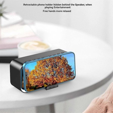 LED digital vekkerklokke med Bluetooth 5.1 Oppladbar Bærbar Musikkspiller Støtte TF-kort AUX-tilkobling Hvit