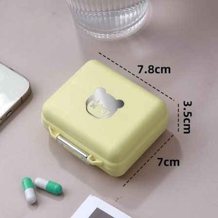 Pilleæske Pilleopbevaringsæske GUL FIRKANTIG FIRKANT