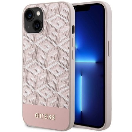 Guess GUHMP14SHGCFSEP iPhone 14 6,1" pink/pink hard case GCube Stripes MagSafe