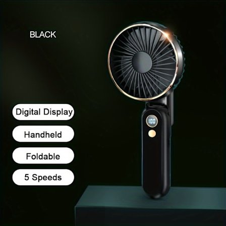 Ny Bärbar Handhållen F Vikbar Tyst Borstlös Motor Lång livslängd 5 Stark Hastighet Vindkraft Uppladdningsbar Personlig Liten F med 2000mAh Power Bank 