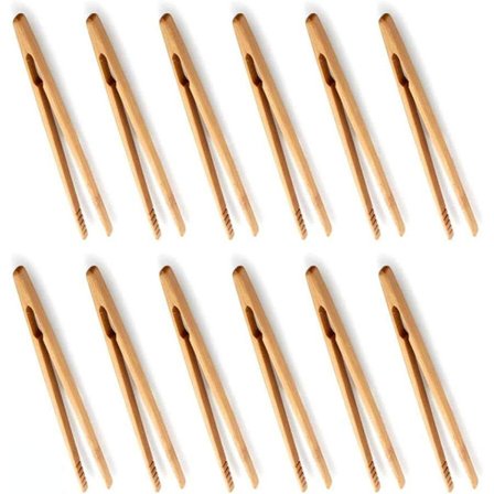 Køkken Tænger til Madlavning af Te, 12 Stykker Bambus Køkken Tænger, Træ Te Tænger, Bambus Tænger, Bambus Tænger