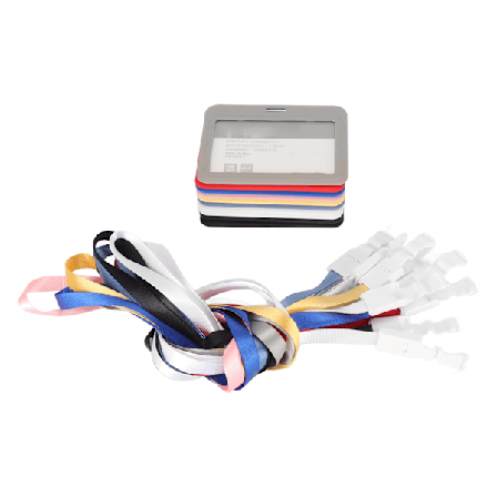 10 kpl nimikorttikoteloita, lajitelma värejä, himmeä muovi, pyöristetyt kulmat, bussikorttikotelo kaulanauhalla yrityksille ja kouluille, 