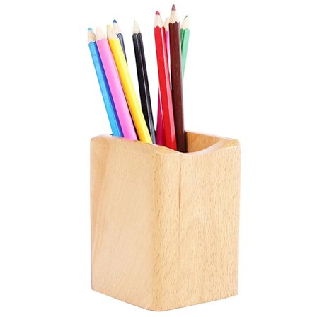 Blyantholder i træ til skrivebord, multifunktionel brug, naturligt træ, opbevaringsboks til hjemmet - Bøg