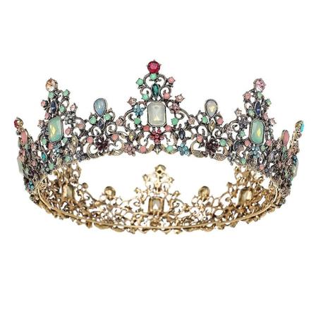 Jeweled Baroque Queen Crown - Strass bröllopskronor och tiaror för kvinnor, kostymfest hårtillbehör
