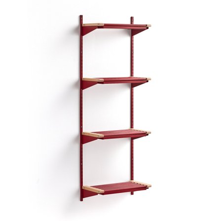 Wandgarderobenschrank JEPPE mit 4 Schuhböden, Grundelement, 1790x600x310 mm, rot/birke