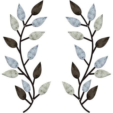 2 Stykker Metal Træ Blad Vægdekoration Vinstok Oliven Gren Blad Vægkunst Stue, Gang Vægdekoration Udendørs Dekoration