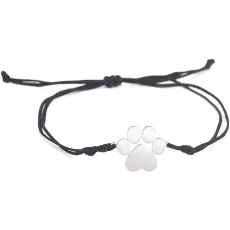 Paw Print Armbånd i Rustfritt Stål med Sjarmbånd for Hund, Katt