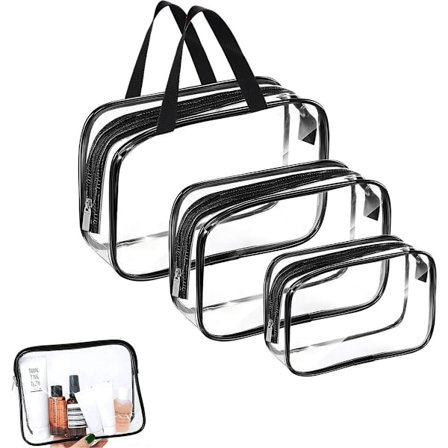 Toilet Taske - Sæt med 3 - Transparent Toilet Taske - Transparent Rejsesæt - Rejse Toilet Taske