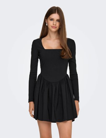 ONLY Onlmenia Ls Balloon Short Dress Wvn - Black - L