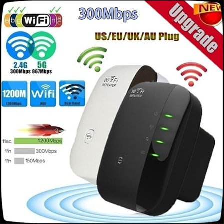 Wireless-N Wifi Repeater AP Router Signal Booster Extender Ampl Svart EU-kontakt